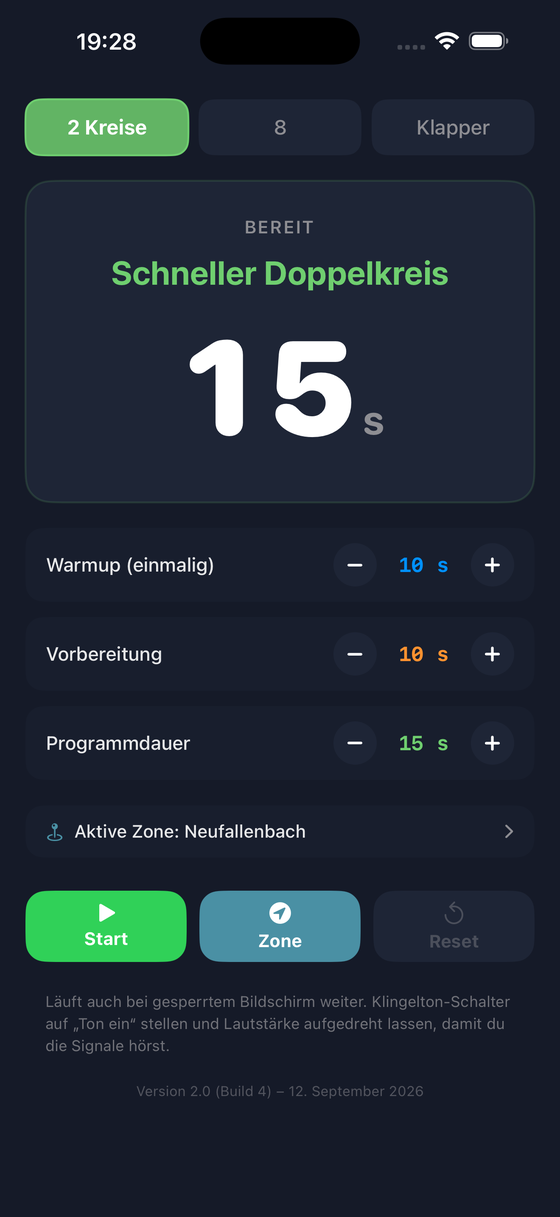 Hauptbildschirm der App